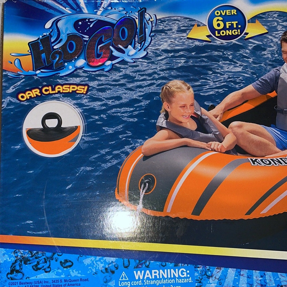 Water Raft Boat Float for Pool Lake Kondor 2000 Orange Black New in Box - Picture 2 of 3
